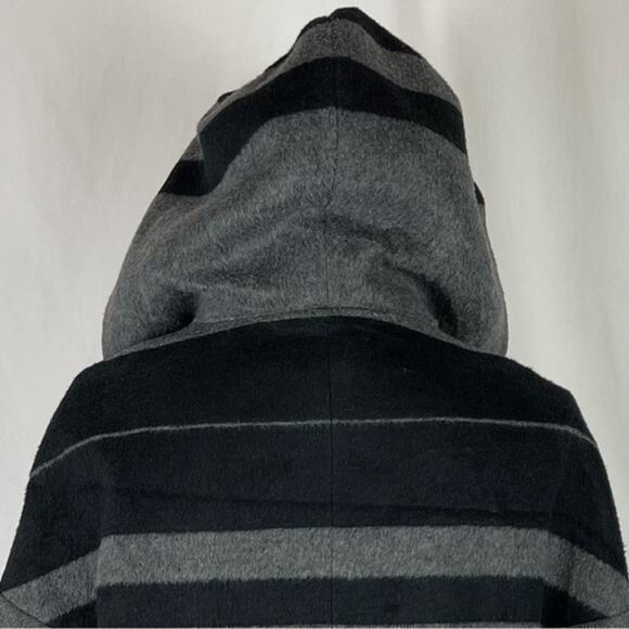 LOFT Black Gray Striped EuroGirl Y2K Academia Hooded Coat NWOT Size SP - Picture 6 of 12
